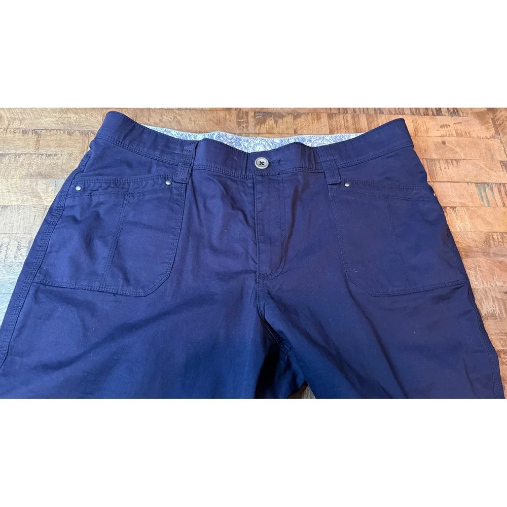 Lee Women Navy Blue Comfort Waistband Cargo Shorts Petite 16 333285D